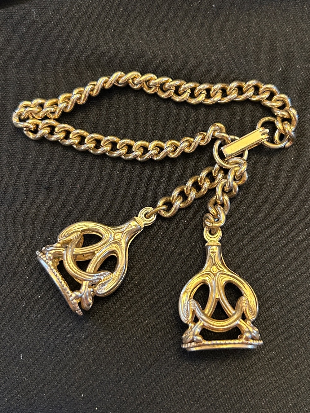 Vintage 50s/60s NAPIER Double Antique Style Pocket Watch FOB CHARM Bracelet